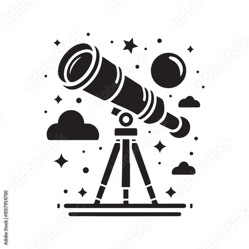 Telescope Silhouette Vector Illustrations - Perfect for Astronomy Designs