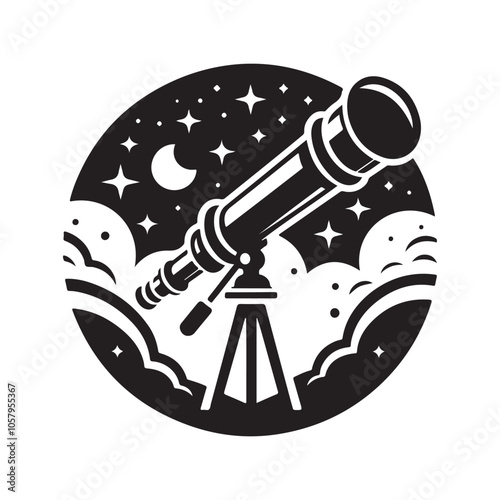 Telescope Silhouette Vector Illustrations - Perfect for Astronomy Designs