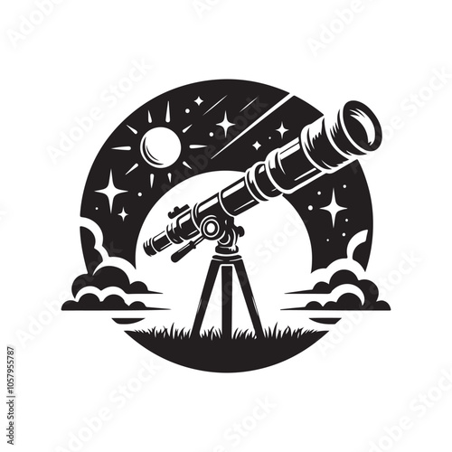 Telescope Silhouette Vector Illustrations - Perfect for Astronomy Designs