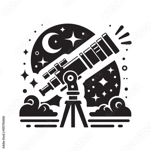 Telescope Silhouette Vector Illustrations - Perfect for Astronomy Designs