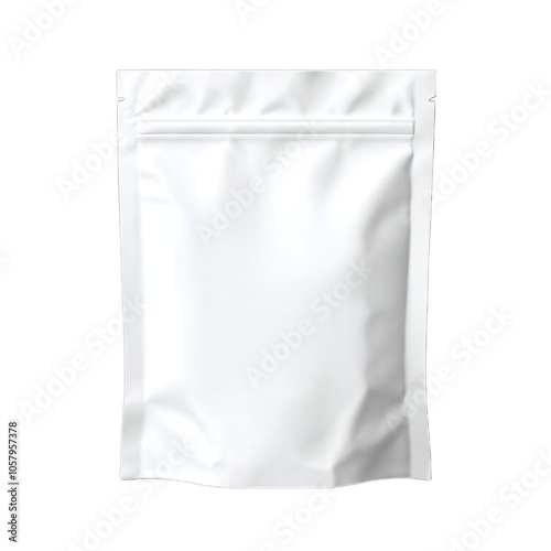 Blank White Paper Bag Pouch Template Mockup, Isolated Cut-out on Transparent Background