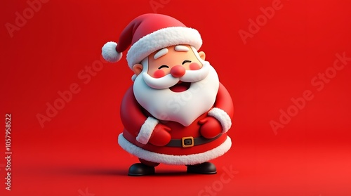 Christmas Theme Cute 3D Santa Claus Laughing Low Poly Festive Wallpaper Background Render Xmas