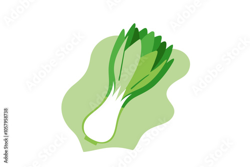 Fresh Leek Vector Illustration Flat Design on White Background for Culinary and Graphic Use