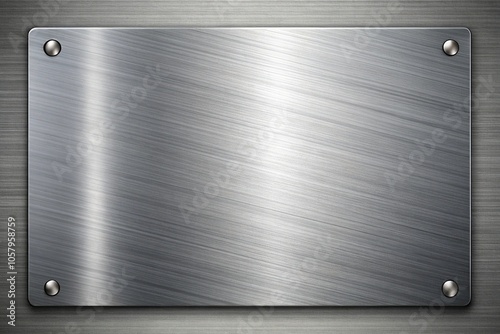 Metallic plate with brushed finish tilted at angle