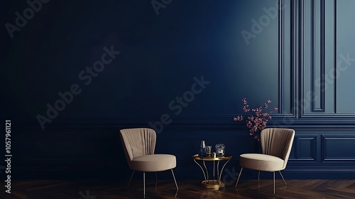 Modern Minimalistic Concrete Coworking Office room with Blank Walls, High Ceilings,and Mockup Frame