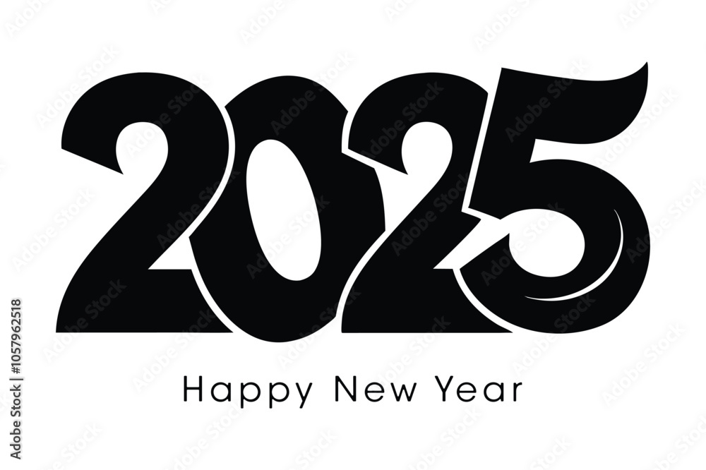 Fototapeta premium 2025 Happy New Year Bold Typography Modern Festive Greeting Design