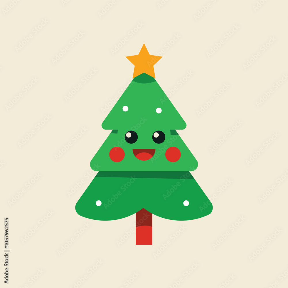 Festive Christmas Tree with Star and Ornaments Holiday Cheer Illustration Festive Christmas Tree with Star and Ornaments Holiday Cheer Illustration