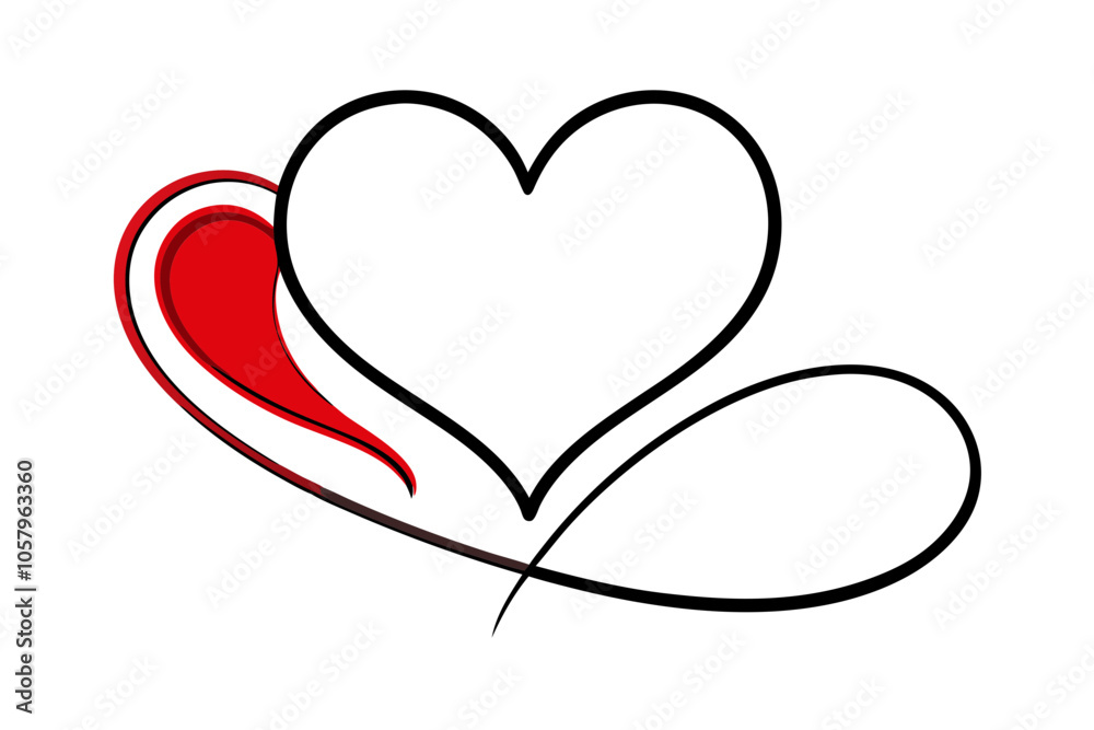 Elegant Line Drawing of a Red Heart on a White Background Elegant Line Drawing of a Red Heart on a White Background