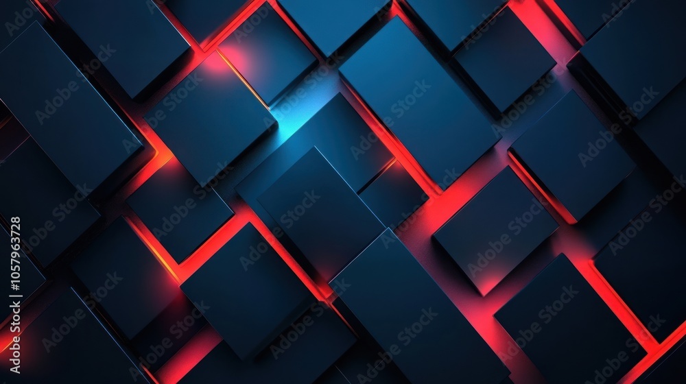 Abstract Geometric Pattern with Neon Lights
