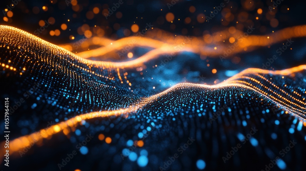 Abstract digital wave with glowing particles Abstract digital wave with glowing particles