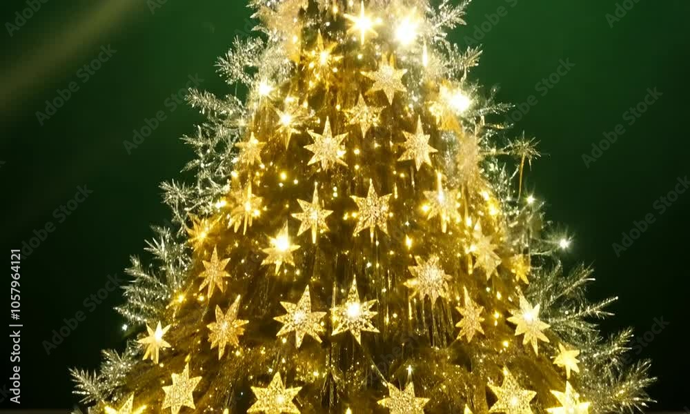 christmas tree with lights, gold christmas tree