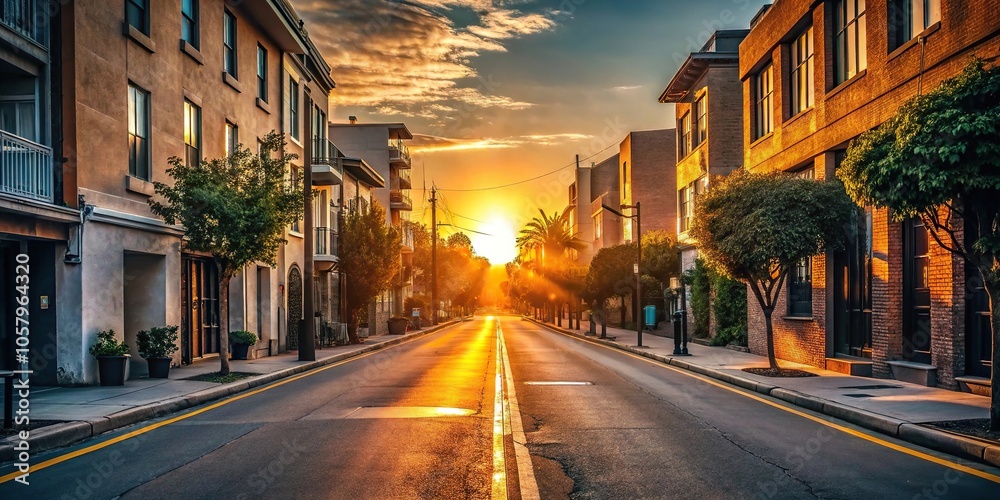 Obraz premium Minimalist sunset street scene