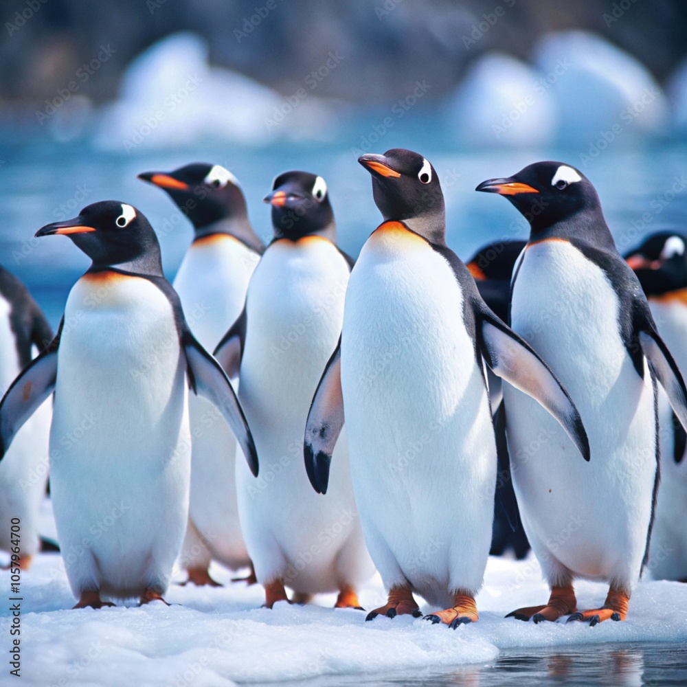Fototapeta premium penguins on snow