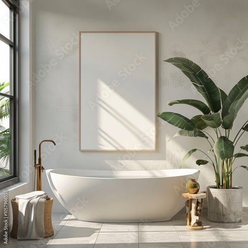 Modern Bathroom With Freestanding Tub and Pendant Lights