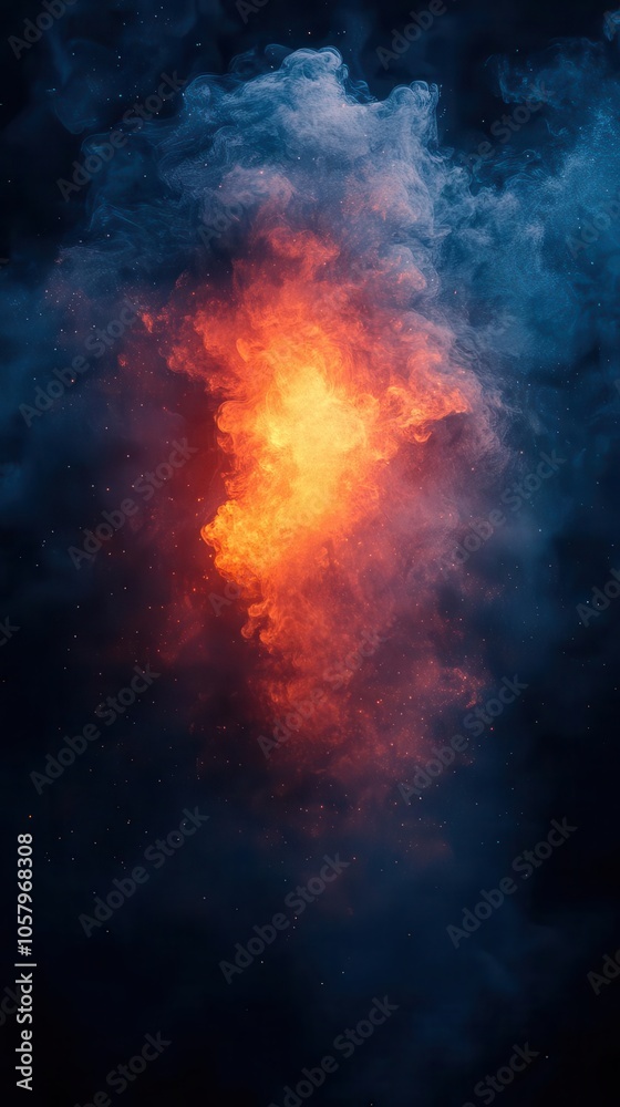 grainy dark banner featuring a blue and orange color gradient presenting a textured backdrop that creates a sense of depth and offers ample copy space for creative designs or messages