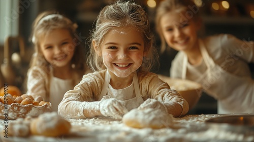 Portrait of a girl making bread