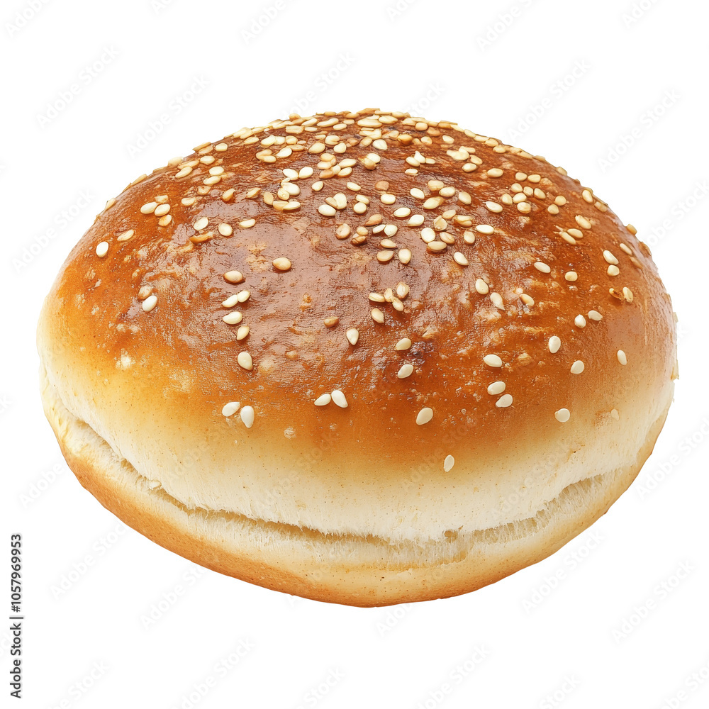 Sesame seed bun on plain background Sesame seed bun on plain background