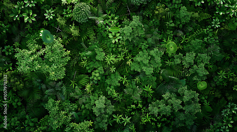 lush green foliage forms a dense ground cover, creating a vibrant and textured backdrop.