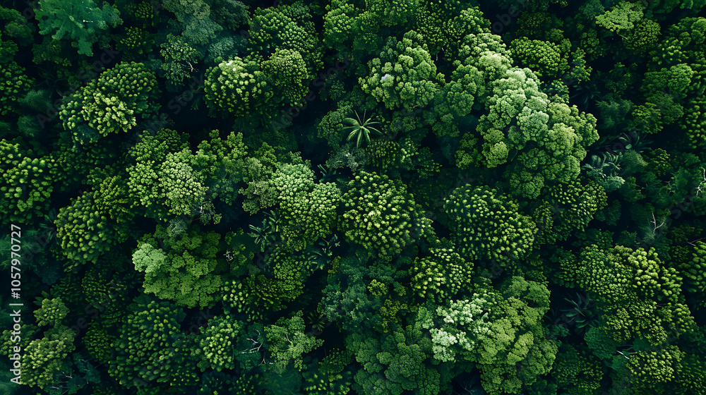 Fototapeta premium This is an aerial view of a lush green forest.