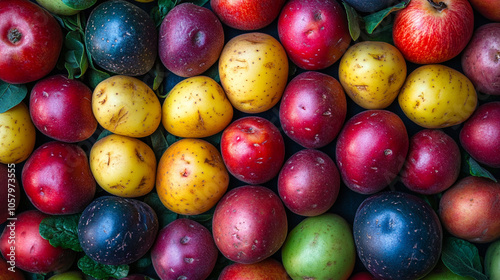 Fresh, organic potatoes fill the entire frame, symbolizing abundance, simplicity, and earthiness. The close-up shot emphasizes texture, nature, and wholesome food origins