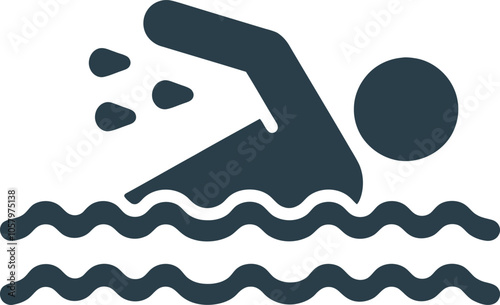Swimming Flat Icon - Simple and Clean Design for Aquatic Sports, Health, and Fitness Themes

