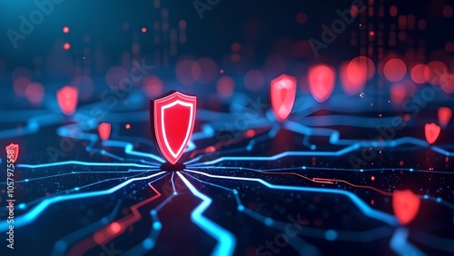 Digital security breach red alert sign. photo
