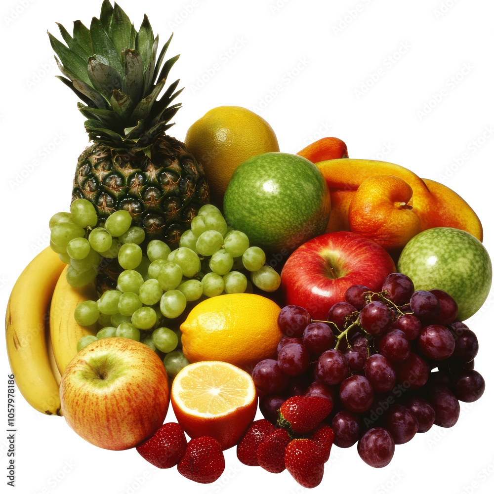 Vibrant fresh fruits on white background Vibrant fresh fruits on white background