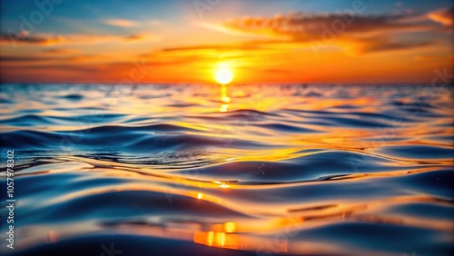 Macro shot of water surface during orange sunset aerial view