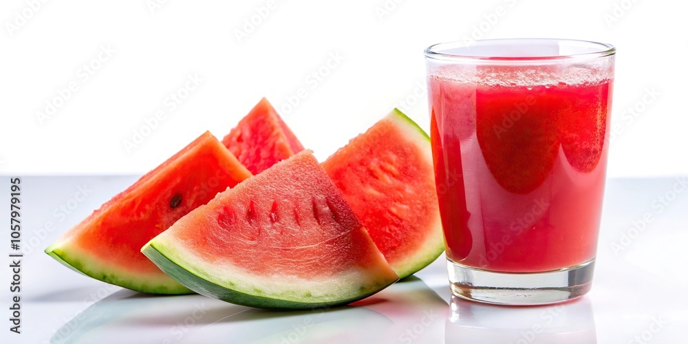 Macro watermelon juice on glass isolated on white background Macro watermelon juice on glass isolated on white background