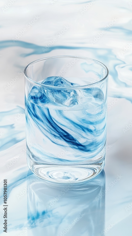 Refreshing Glass of Water with Blue Swirls Refreshing Glass of Water with Blue Swirls