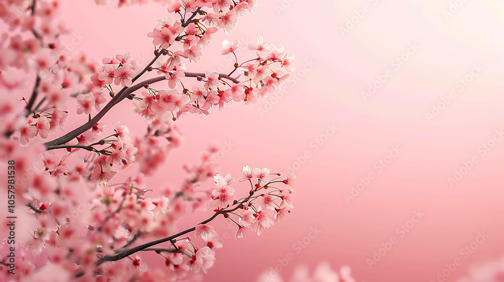 Obraz premium Soft pink cherry blossoms against a blurred background.