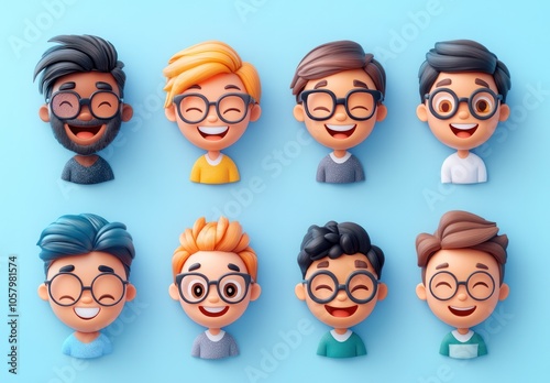 Smiling People Closeup Portrait Set Cute Cartoon Male and Female Avatars Multi-ethnic Man and Woman Faces Isolated on White Background