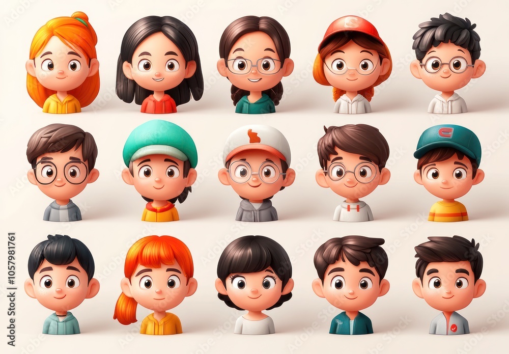 Smiling People Closeup Portrait Set Cute Cartoon Male and Female Avatars Multi-ethnic Man and Woman Faces Isolated on White Background Smiling People Closeup Portrait Set Cute Cartoon Male and Female Avatars Multi-ethnic Man and Woman Faces Isolated on White Background