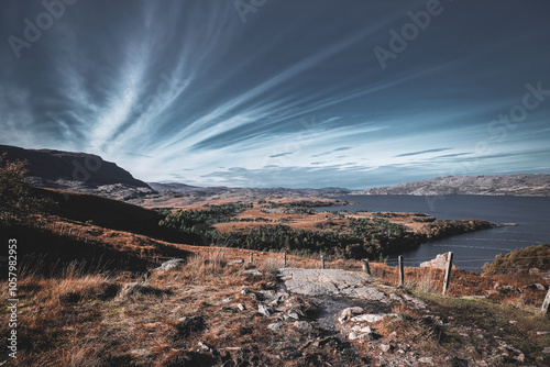 Schottland Highlands Herbst Meer Nordatlantik Himmel Wolken Panorama warm golden atmosphärisch