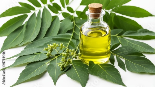 Neem oil - a nutrient-rich oil pressed from the seeds of the moringa tree, known for its anti-inflammatory properties. photo