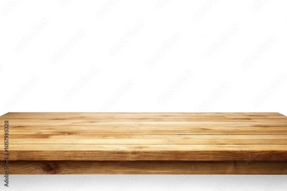 Medium shot wooden table top and shelf isolated on white