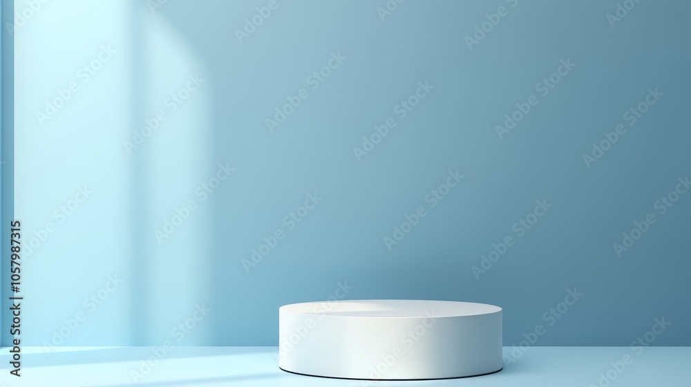 Minimalist Display Pedestal on Light Blue Background Minimalist Display Pedestal on Light Blue Background