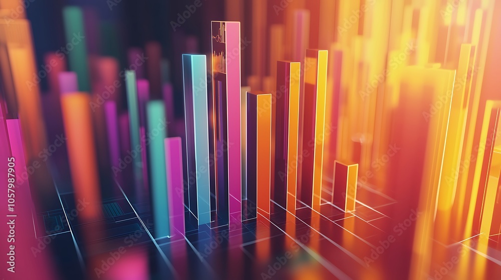 Obraz premium A 3D business graph illustrating growth and financial success in a modern context.