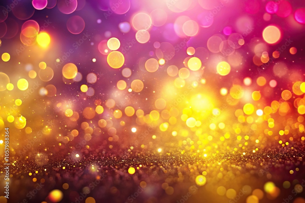 Minimalist abstract bokeh background shining yellow and pink particles on colorful background Minimalist abstract bokeh background shining yellow and pink particles on colorful background