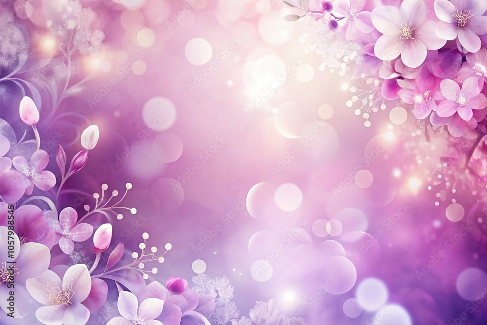 Minimalist abstract pink purple textured background with white floral patterns soft bokeh lights Minimalist abstract pink purple textured background with white floral patterns soft bokeh lights