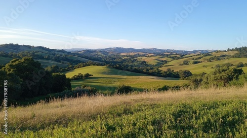 Scenic overlook with panoramic views of rolling hills and valleys