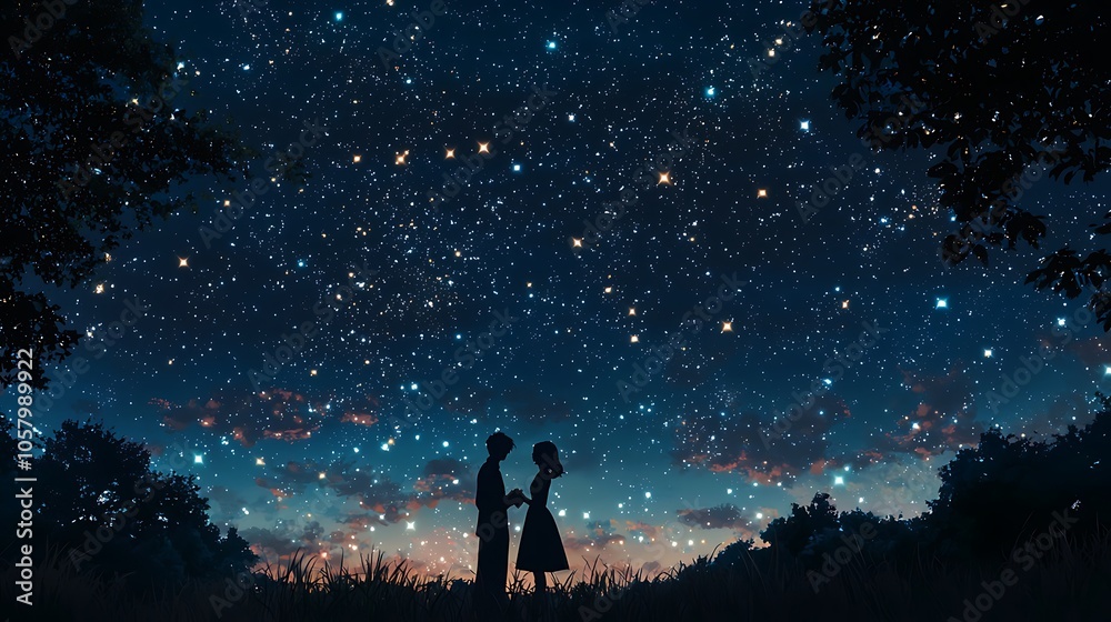 A couple enjoying a dance under a star A couple enjoying a dance under a star