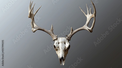 A deer skull decoration isolated on a transparent background.