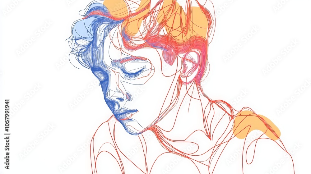Abstract Line Art Portrait of a Young Boy Abstract Line Art Portrait of a Young Boy