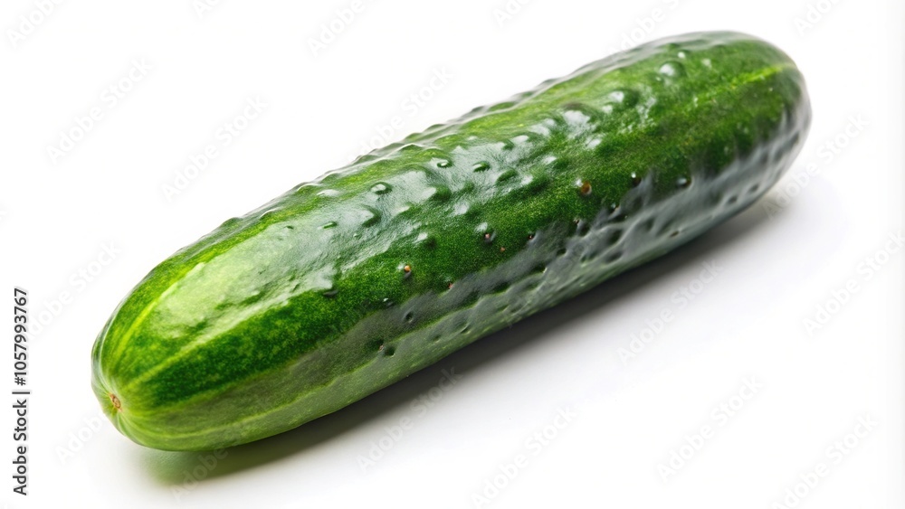 Minimalist isolated green cucumber on white background Minimalist isolated green cucumber on white background