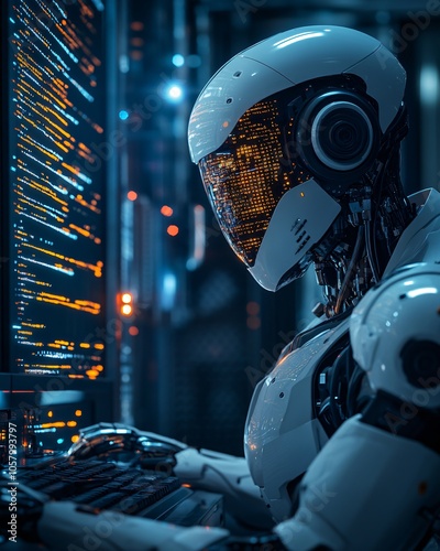 AI android working with big data