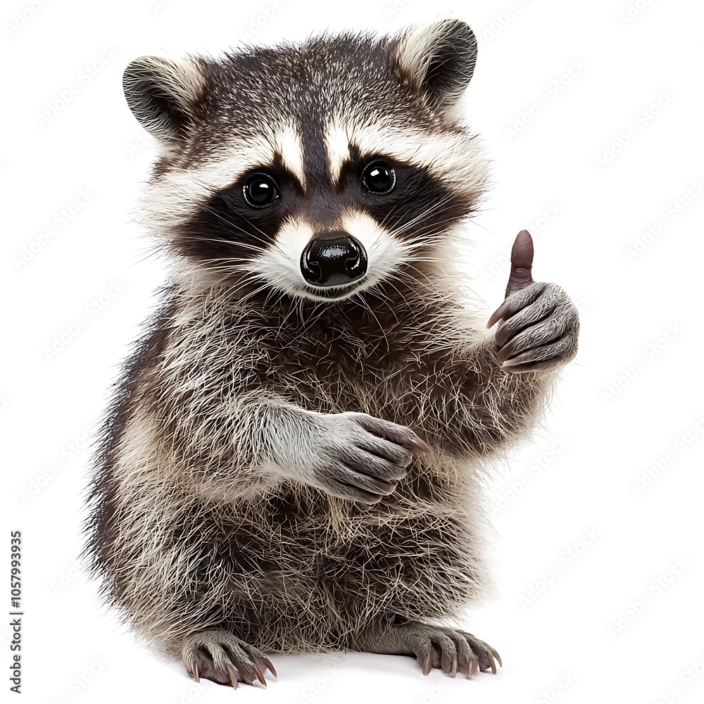 Fototapeta premium A raccoon giving a thumbs