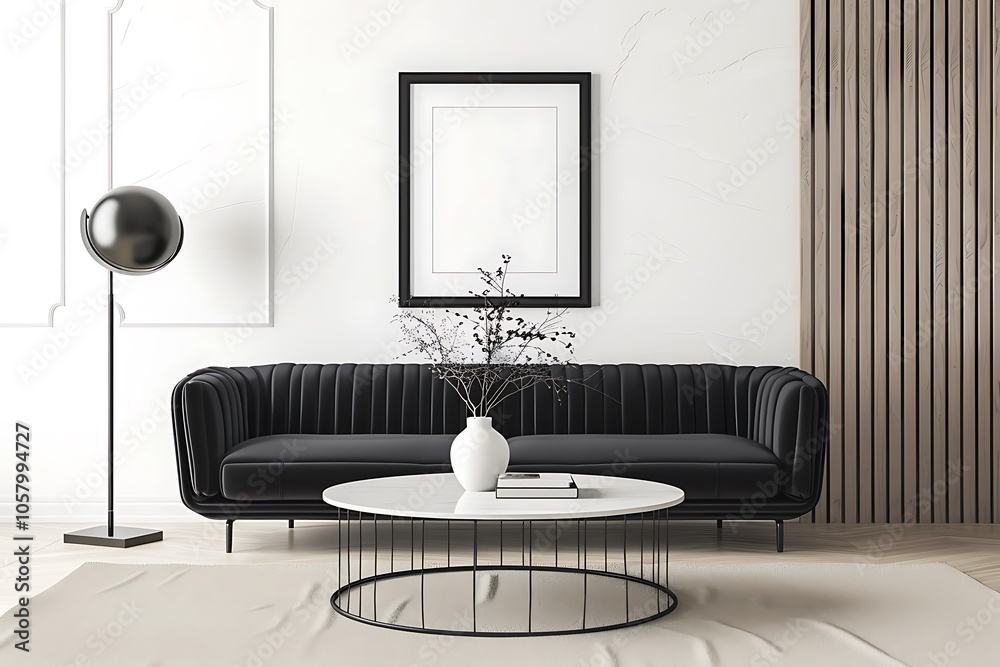 Fototapeta premium Modern Interior of Stylish Living Room ,Wall Mock Up, Frame , Poster with Beautiful Background, 3d render