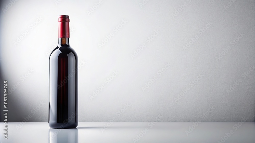 Minimalist red wine bottle on white background Minimalist red wine bottle on white background