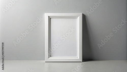 Minimalist white frame mockup on wall